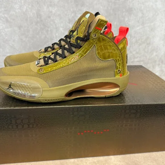 Air Jordan XXXIV “Zion” PE – Brown Kelp/Bright CrimsonMen display picture 1